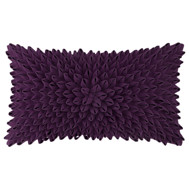  Rectangular Accent Pillow Cover Embroidered Throw Pillow Case Simulation Applique Cushion Cover, Purple - Wool