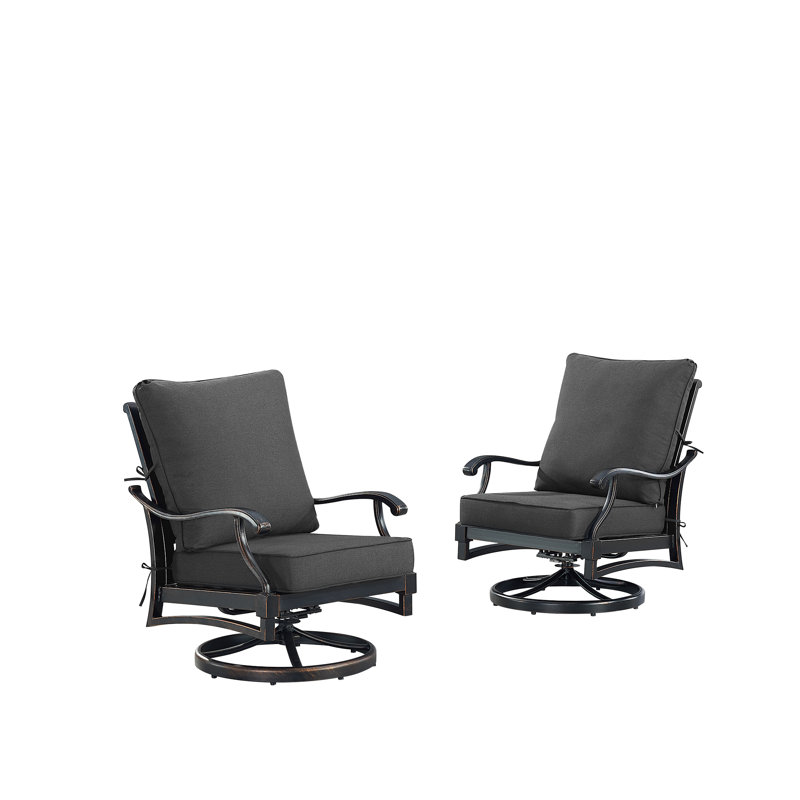 Clarissa Swivel Aluminum Outdoor Lounge Chair, Black