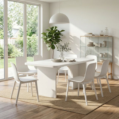 Contemporary White Arch-Design Dining Table