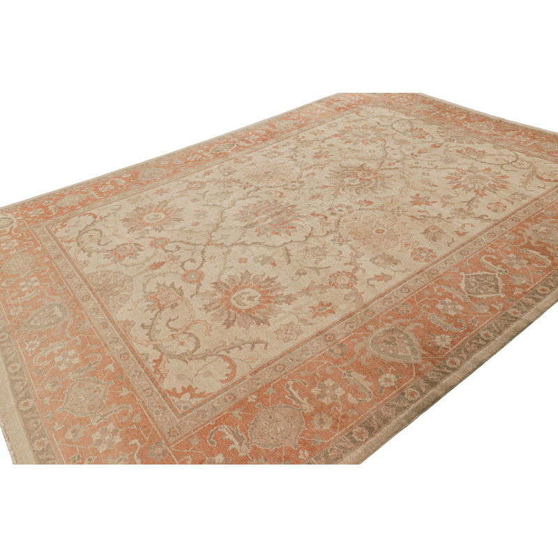 Rug & Kilim's Persian Sultanabad Style Rug In Beige And Orange With Florals
