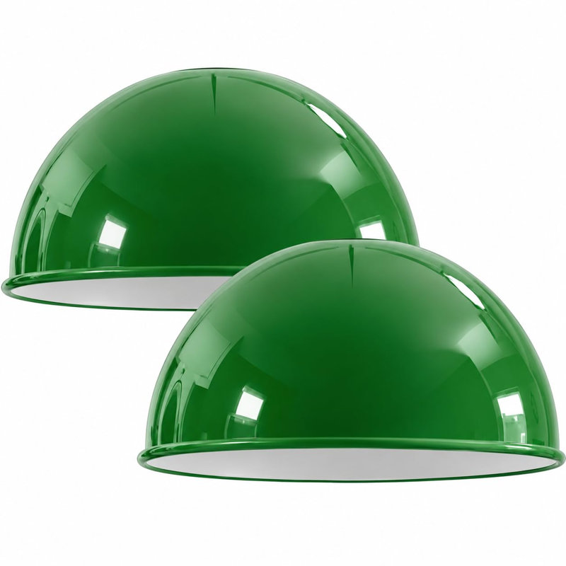 8.27" Dome Pendant Lamp Shade 2-Pack, Industrial Metal Cover, Green