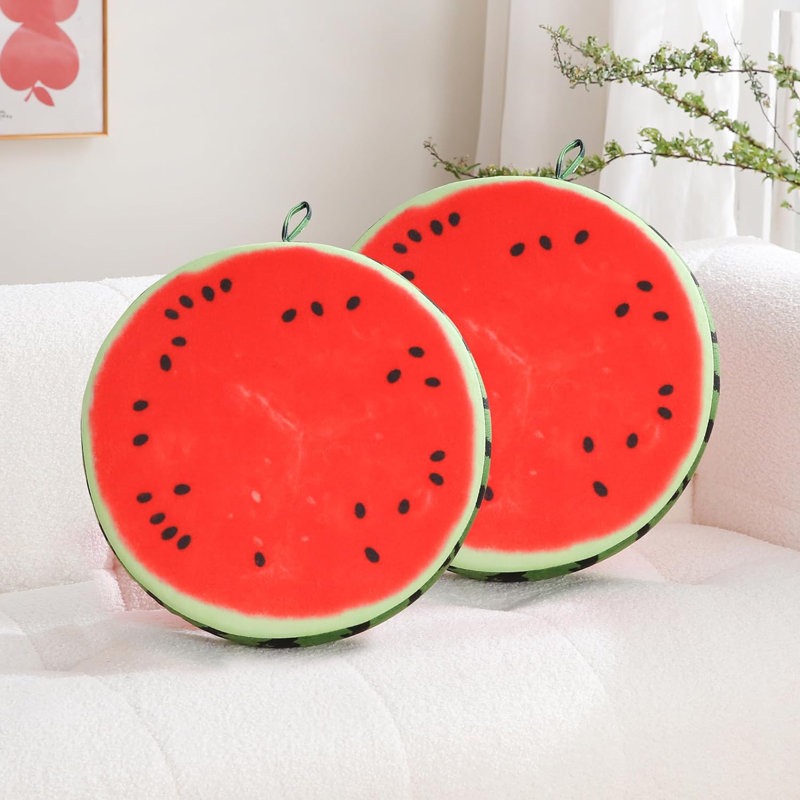 Coussin décoratif en velours de 15 po , Rouge / melon d'eau