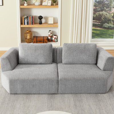 Oversized 3 Seater Compressed Apartment In Grey Chenille, No Assembly, Comfortable And , Soft Touch, Zippered For Maintenance , Chenille Fabric, Living Room, With Sponge Pocket Spring, Comfortable,