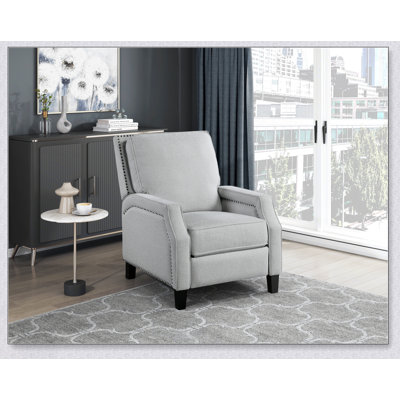 Chaise inclinable à dossier poussoir de style transitionnel avec revêtement en chenille grise et coussin confortable pour les salons modernes