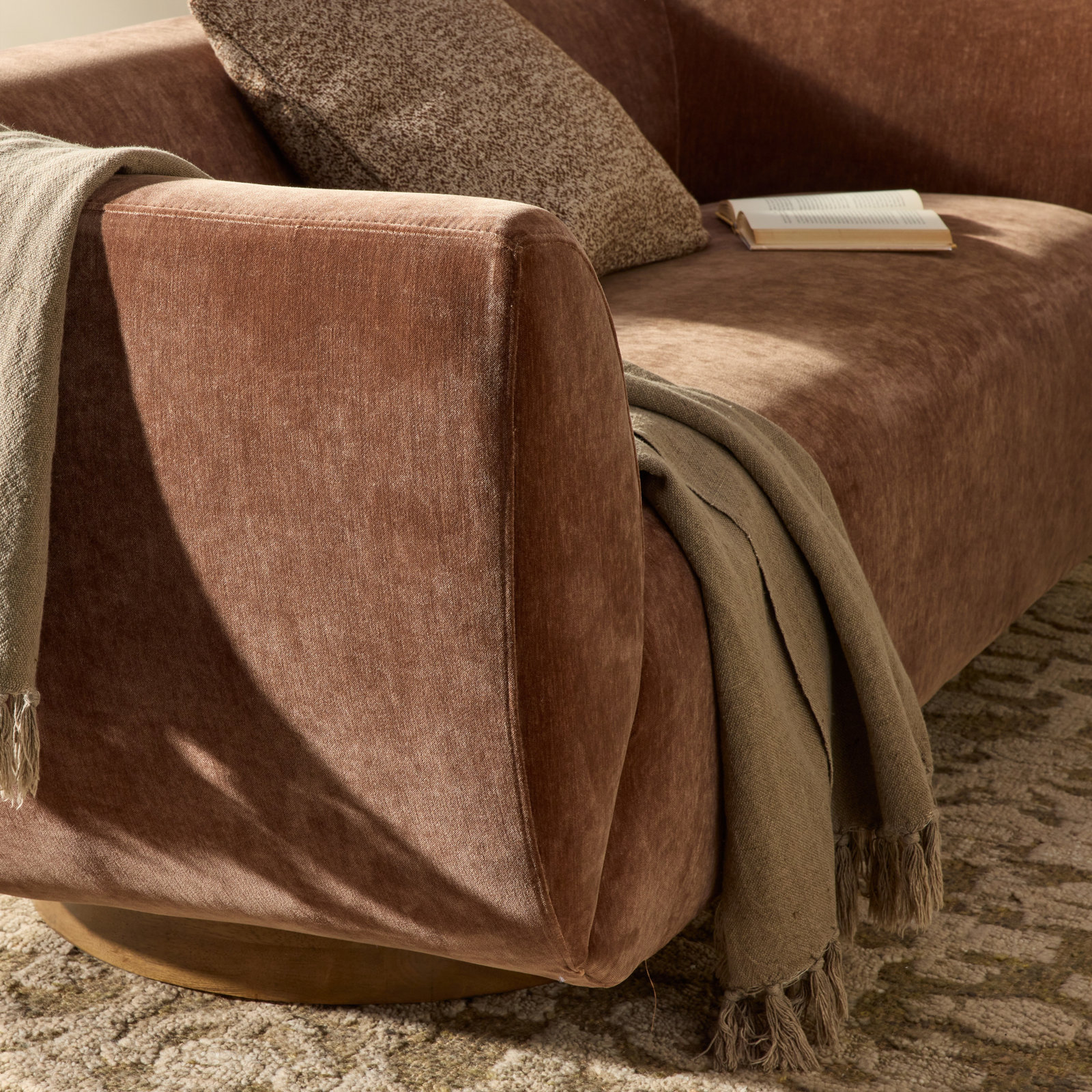 Holloman 87'' Upholstered Sofa, Amici Tobacco Polyester Blend