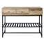 Table à pieds en métal en chêne et noir sablé, avec tiroirs polyvalents, compartiments de rangement pratiques, style moderne