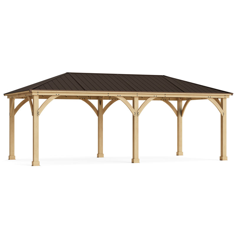 12' x 24' Meridian Gazebo with Aluminum Roof, Cedar Wood Frame, and Weather-Resistant Finish