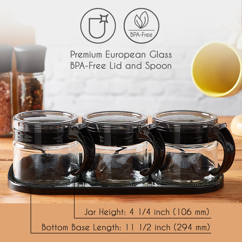 Ensemble de 3 pots à épices Crystalia, Noir