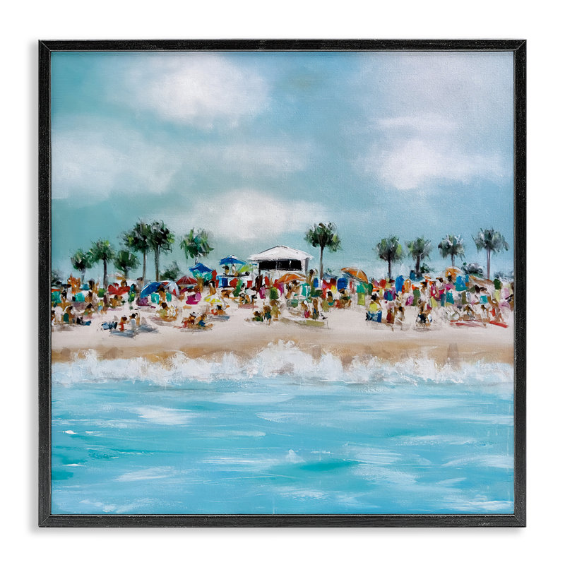 Giclée encadrée par Tropical Cabana Beach, design par Emma Bell, H 24 po x l 24 po, Noir