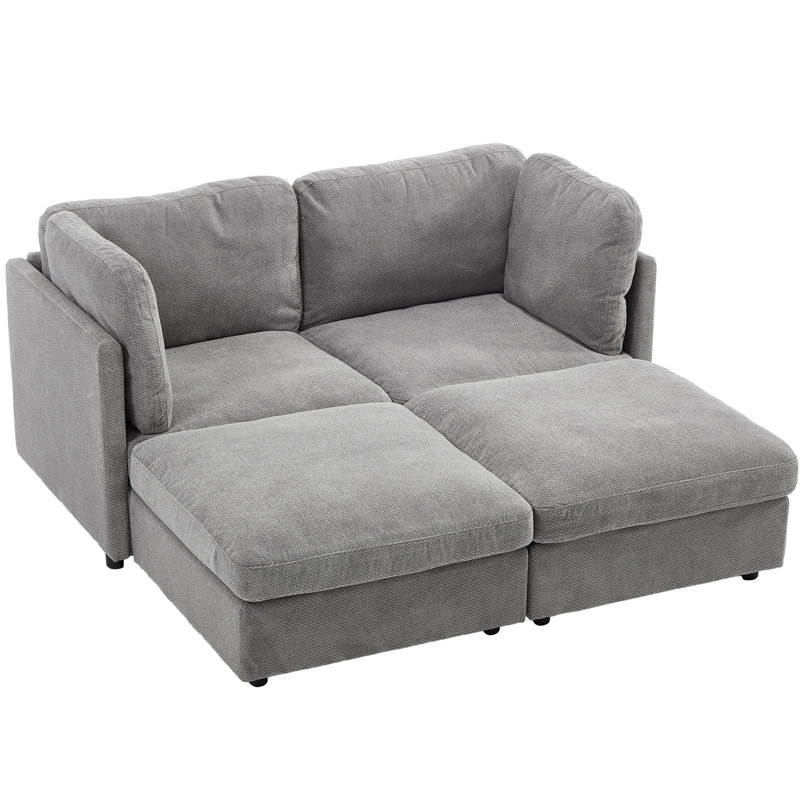 4 Piece Modular Sectional Sofa, Gray