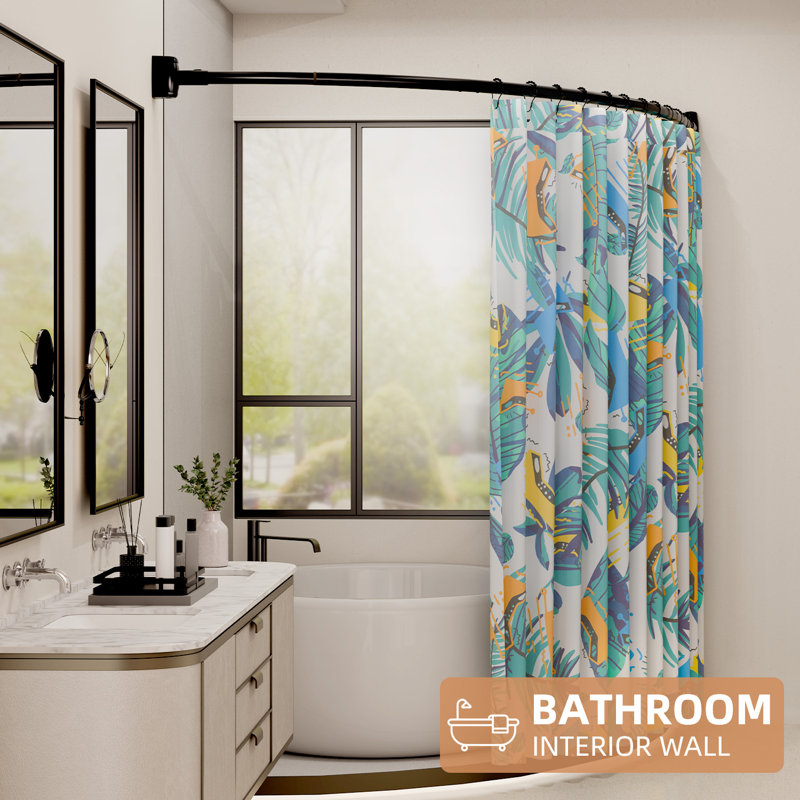 182.88cm Curved Shower Curtain Rod, Black