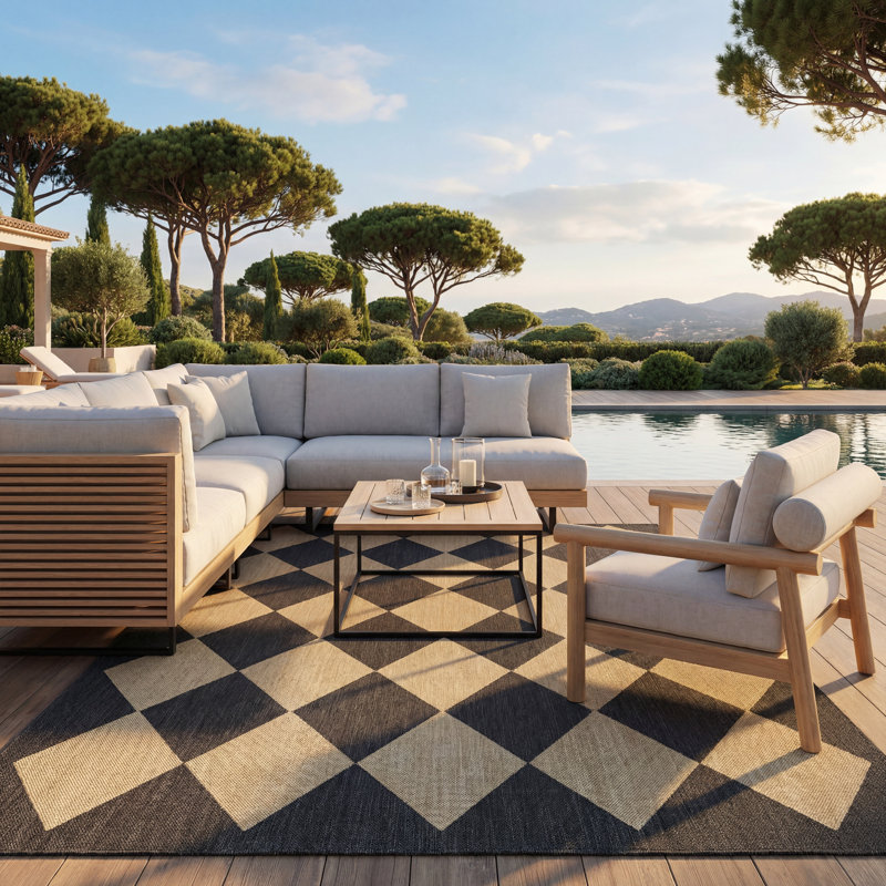 Tapis intérieur / extérieur Sabina Sabina, Carré 6 pi 7 po