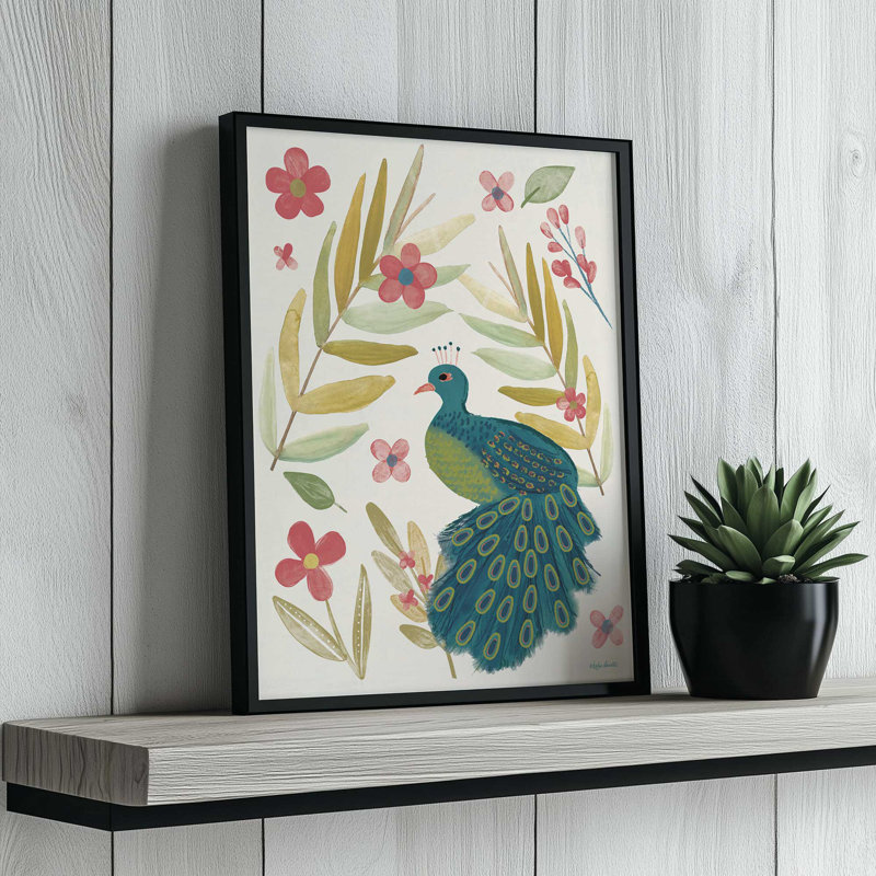 «Pretty as a Peacock» par Katie Doucette, reproduction d'art, L 18 po x H 24 po, Blanc, Impression encadrée
