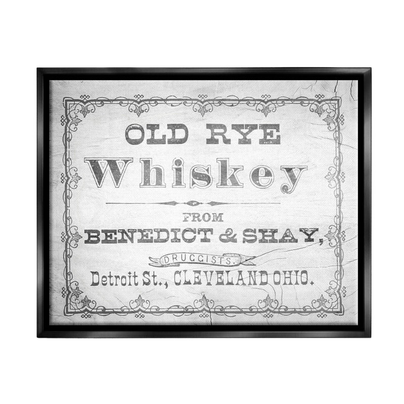 Art rétro, giclée de whisky par seigle, H 25 po x l 31 po x P 1,7 po, Cadre flottant noir de jais