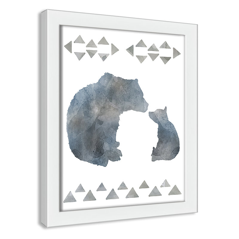 «Little Man Cave Bears», art encadré, H 10 po x l 8 po x P 1,18 po, Cadre blanc