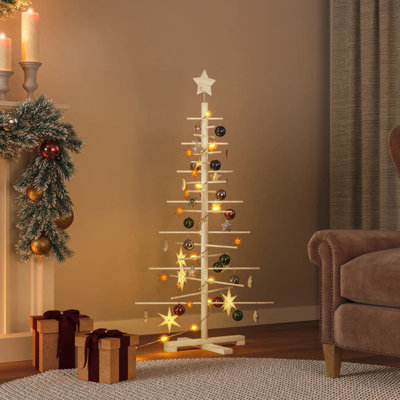 Arbre de Noël en bois vidaXL brun avec support 49,21 po vidaXL