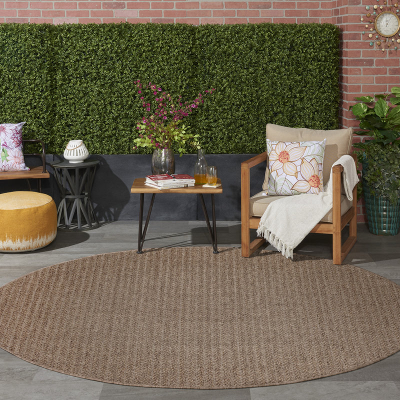 Tapis d'extérieur Cantara, Rond 8 pi, Brun