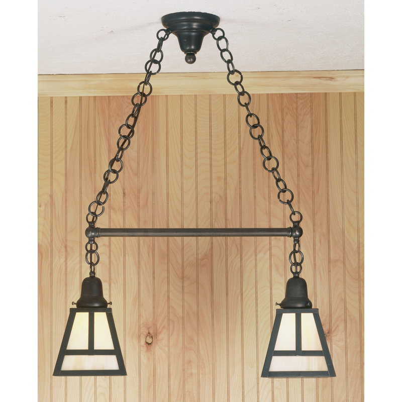 "T" Mission 2 - Light Craftsman Brown Kitchen Island Pendant
