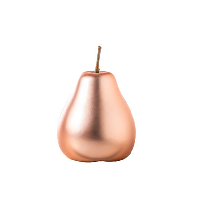 Ceramic Pear Figurine Matte Finish Rose Gold-6.25"H