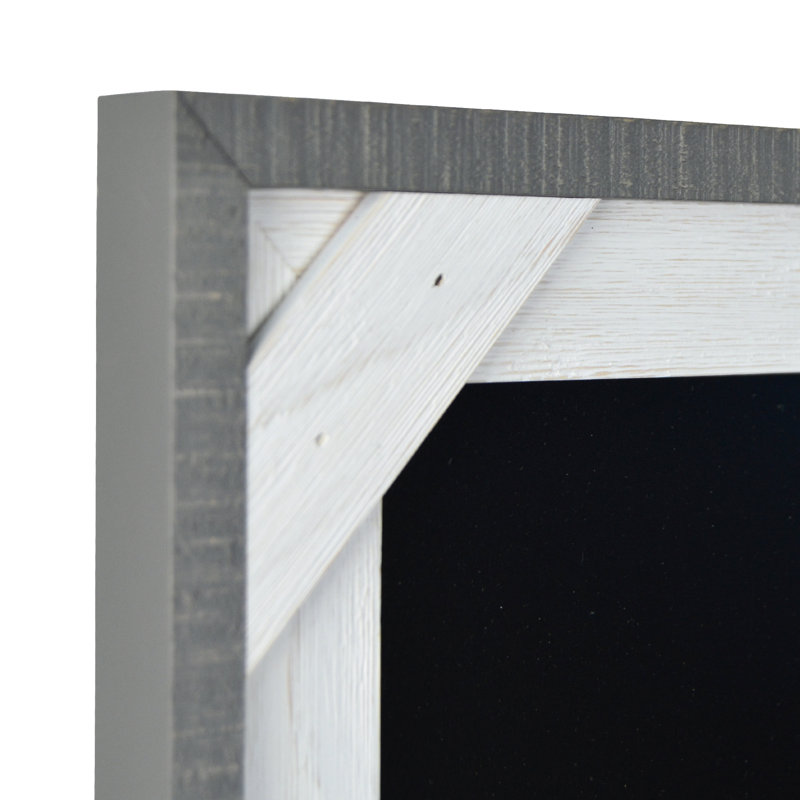 Tableau noir cadre en bois de hachure récupéré, Gris / Noir