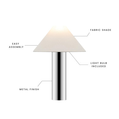 Lampe de table en métal chromé / blanc Cheri 20,5 pouces