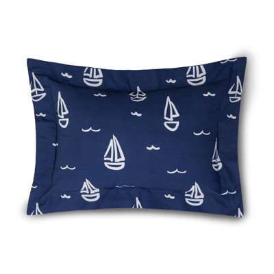 Away At Sea Cotton Reversible Throw Pillow