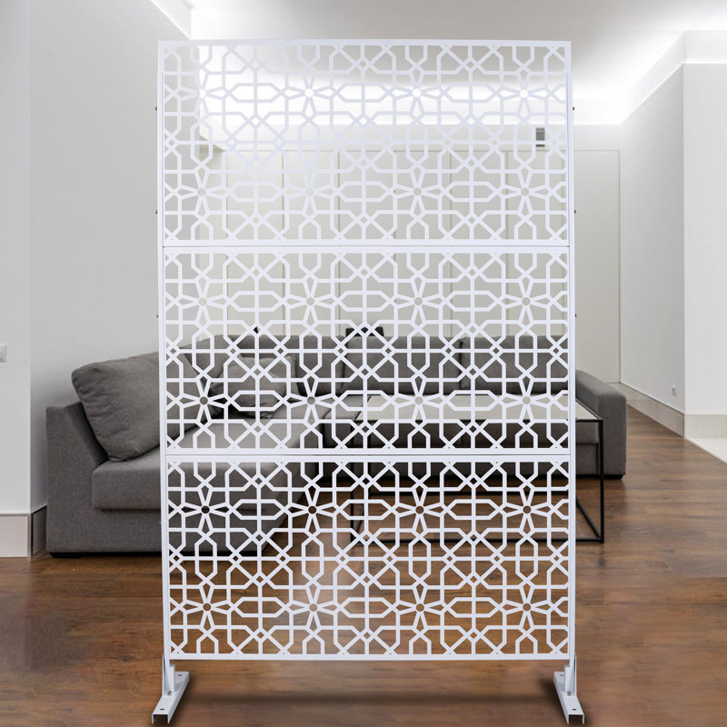 Paravent autoportant 76 po 48 po - métal blanc pour espace intérieur invitant, Blanc