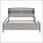 Lit plateforme en bois avec éclairage à DEL intégré, tête de lit avec rangement et barrière de sécurité pour un confort moderne-92349053