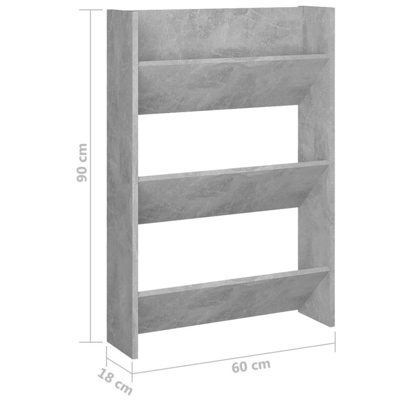 Wall Shoe Cabinets 2 pcs 60x18x90 cm Engineered Wood, Concrete Grey