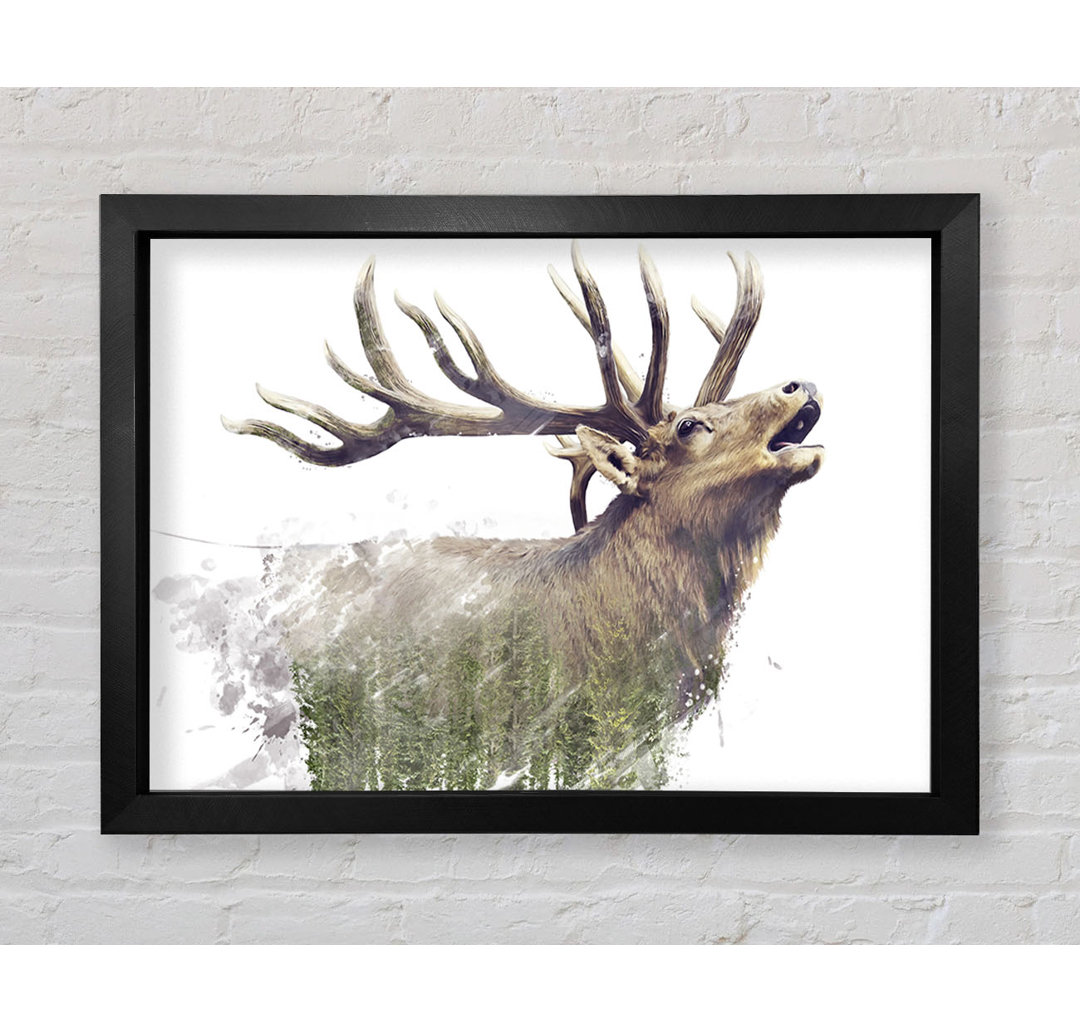 Double Exposure Stag - Einzelner Bilderrahmen Kunstdrucke