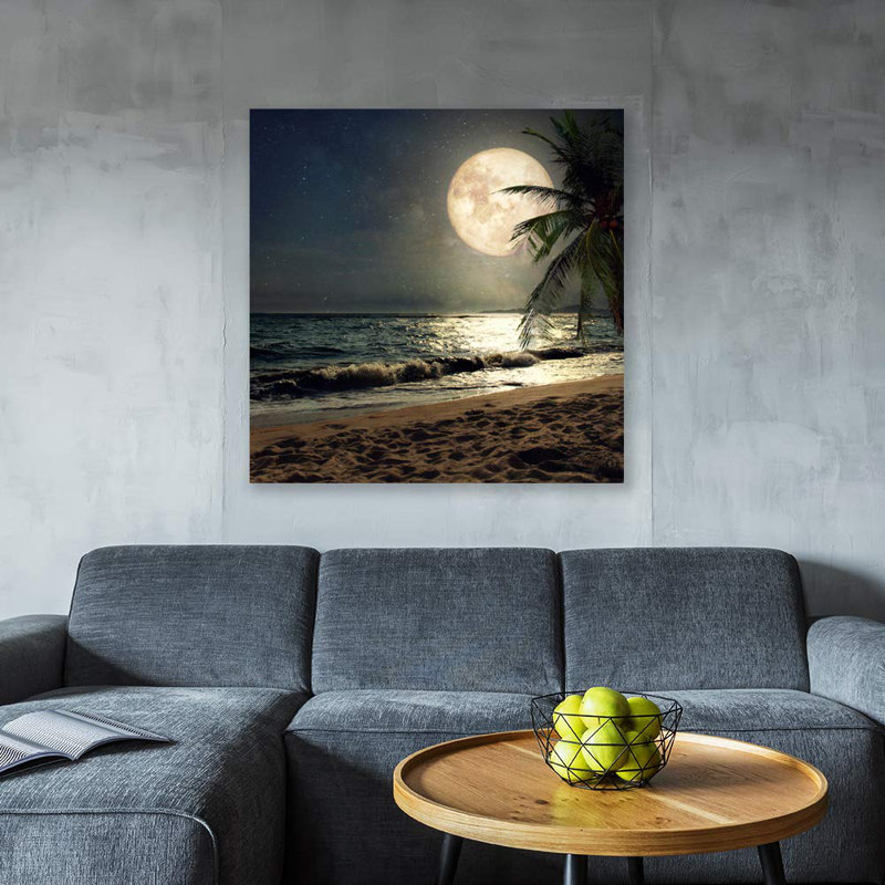 Lune illuminant l'océan bleu X01, H 24 po x l 24 po x P 1,5 po