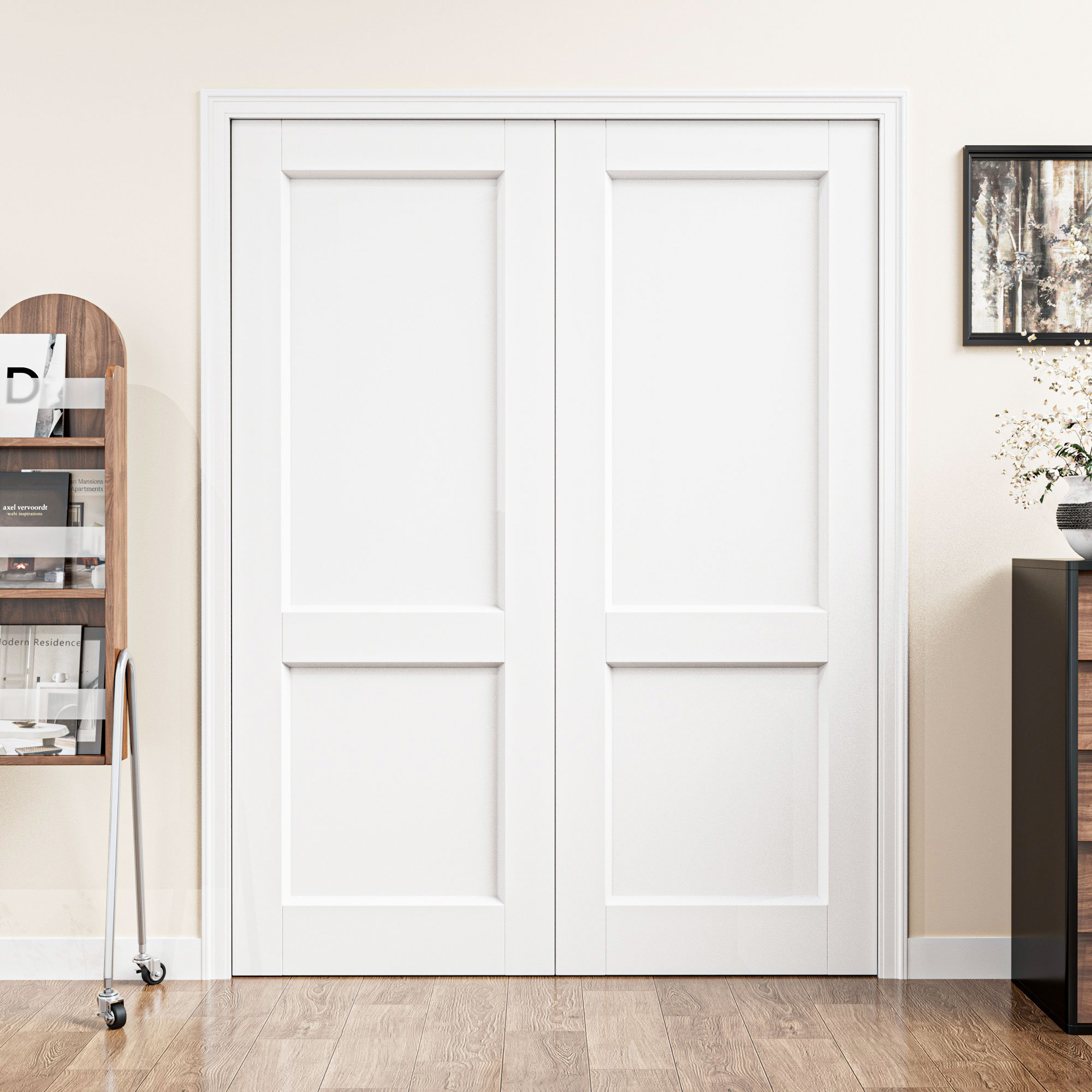 Win Stellar Primed 2 Panel Solid Core Interior Shaker Slab Door – White  Classic Manufactured Solid Wood, Minimalist Rail Design | Wayfair, image size:2000x2000