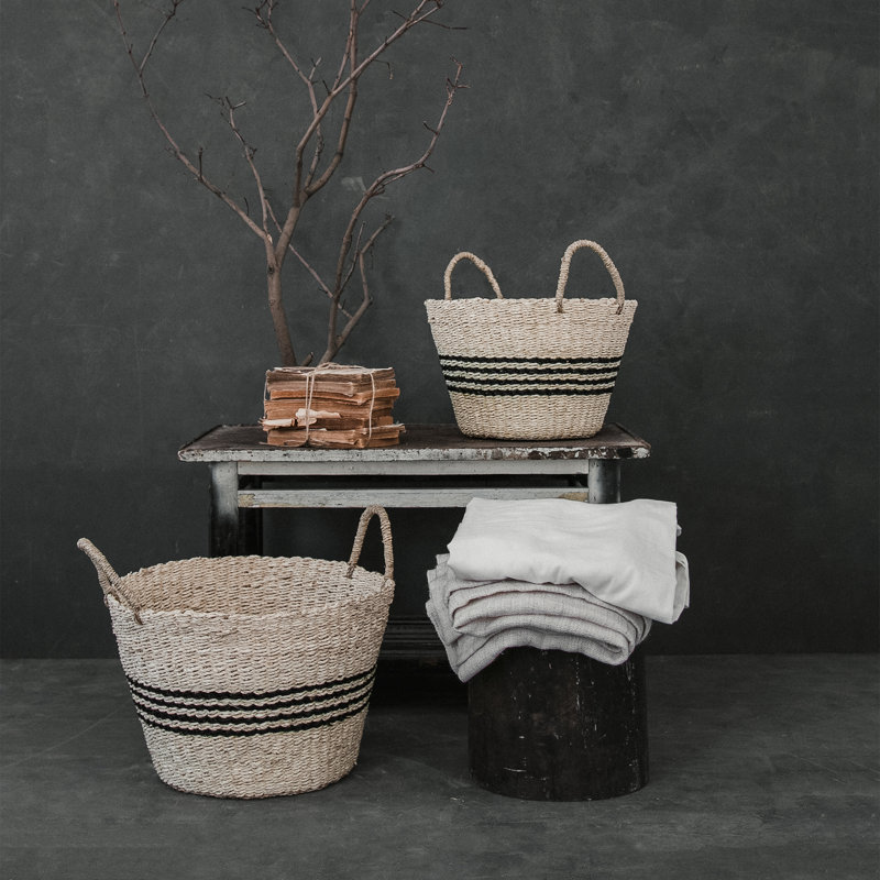 Hand Woven Seagrass Decorative Basket, 10" H x 15" W x 15" D