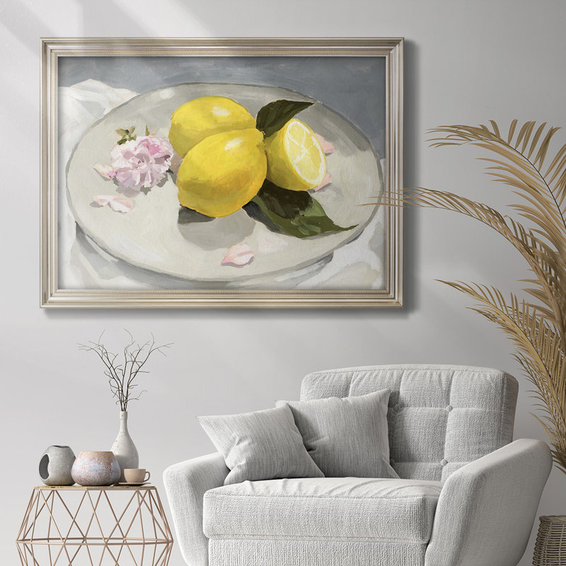 «Lemons on a Plate II», reproduction d'art sur toile encadrée, H 29 po x l 41 po x P 2,5 po