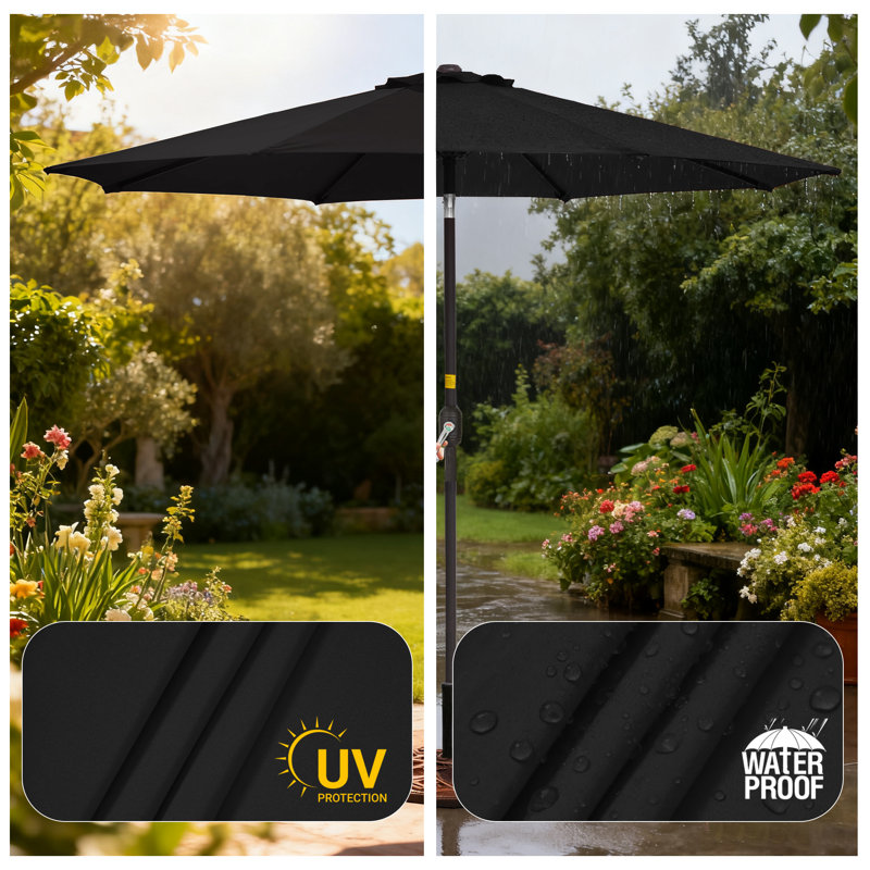 Parasol de marché 9 pi Bevers, Noir