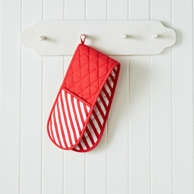 Candy Cane Cotton Kitchen Double Oven Glove