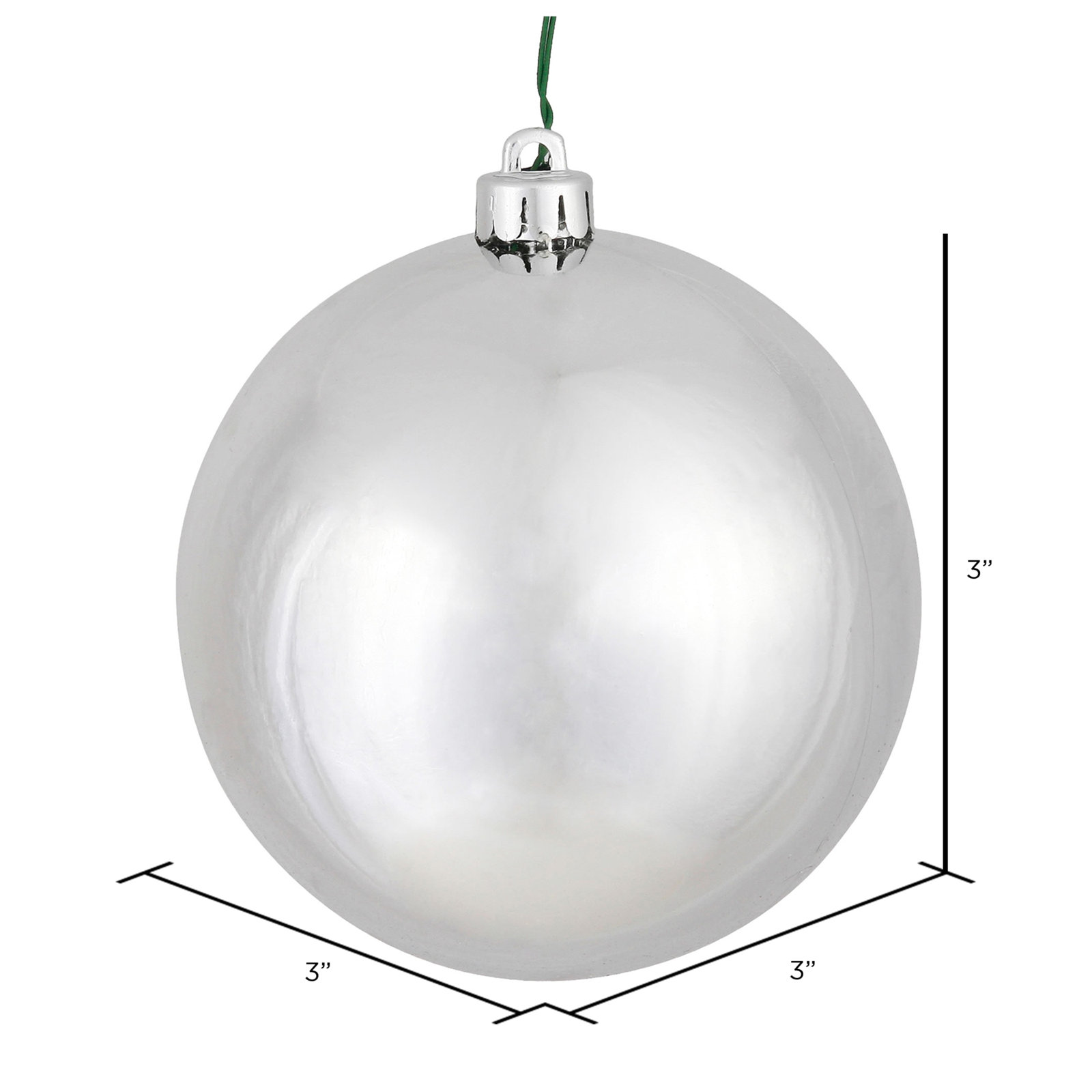 Shatterproof Bauble, 4" H x 4" W x 4" D, Silver Candy