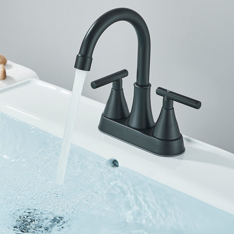 2-handle Bathroom Faucet with Drain Assembly, Matte Black