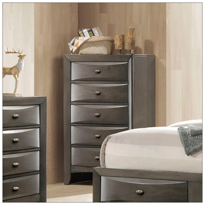 Commode de style transitionnel 1pc Poignées ovales à 5 tiroirs