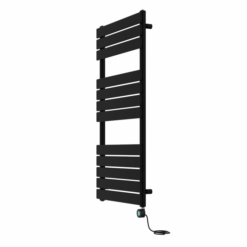 Flat Panel Towel Rail Heated Towel Rails, 120cm H x 60cm W x 6.2cm D, Black