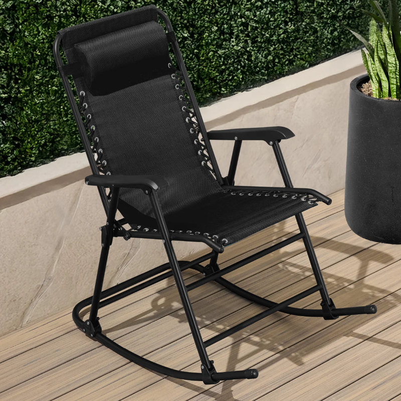 Outdoor Rocking Lounge Chair, Black
