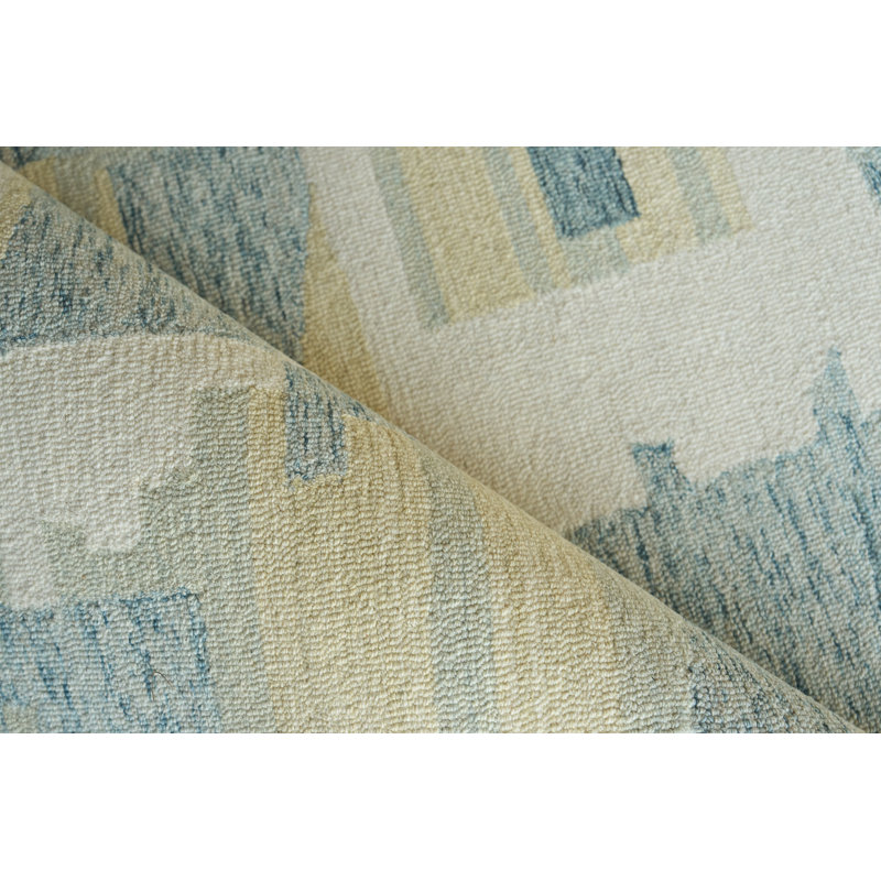 Sarezzo Hand Tufted New Zealand Wool Blue/Ivory Area Rug, 6'X9'