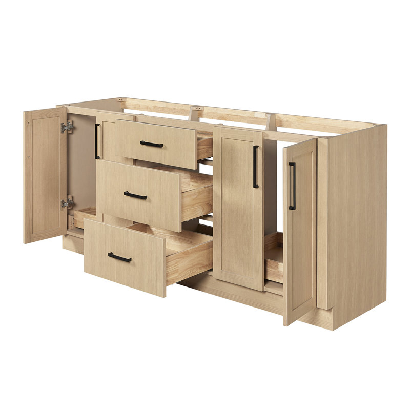   Base de meuble-lavabo double 72 po Loren en chêne naturel, Natural Oak