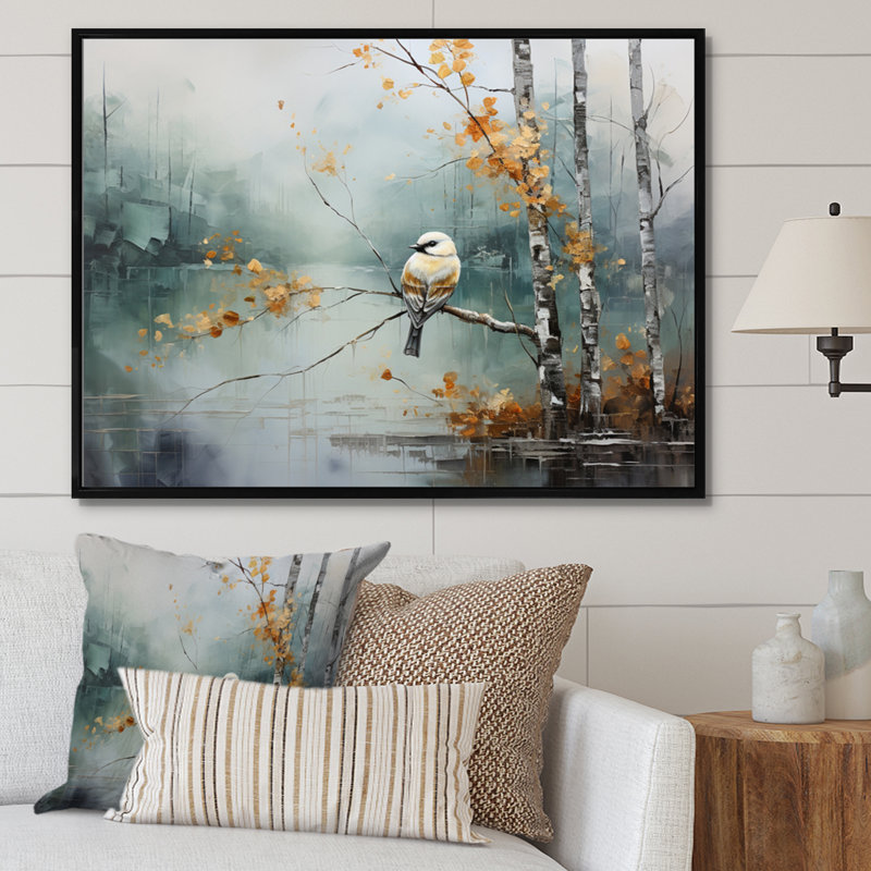 Birch Woods Ethereal Elegance I - Impression, H 12 po x l 20 po x P 1 po, Cadre flottant noir
