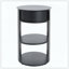 Table d'appoint ronde d'intérieur en métal à 3 niveaux avec armoire à porte coulissante, fabriquée en fer durable avec une finition mate sophistiquée-91763222