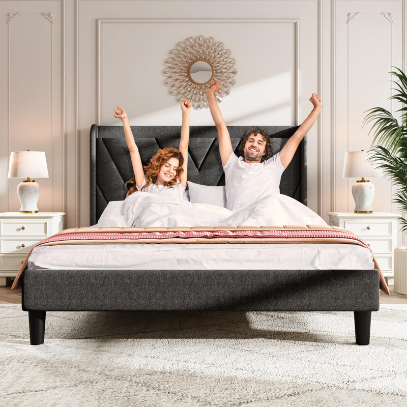 Lit tapissier capitonné en velours avec station de charge et tablette de rangement (beige, double), Double, Beige