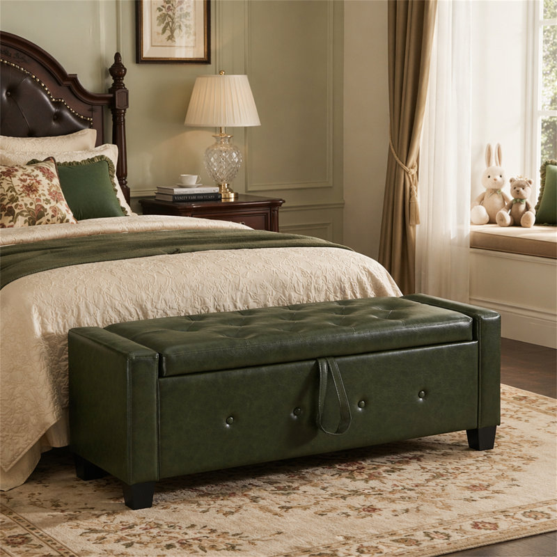 Banc repose-pieds 48 po avec rangement, Dark Green