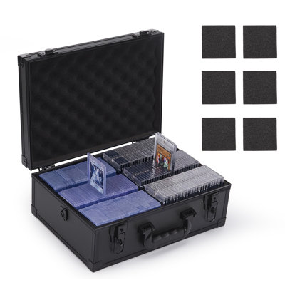 Boîte à outils verrouillable en métal pour cartes à collectionner pour cartes rigides 3 x 4 po 35PT - peut contenir plus de 600 chargeurs supérieurs ou 140 supports magnétiques - 6 séparateurs en mousse - serrure à clé, fabrication renforcée