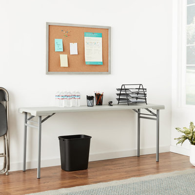 Resin Multipurpose Rectangle Folding Training Table For Home Or Office, 5.87 Feet Long Light Grey