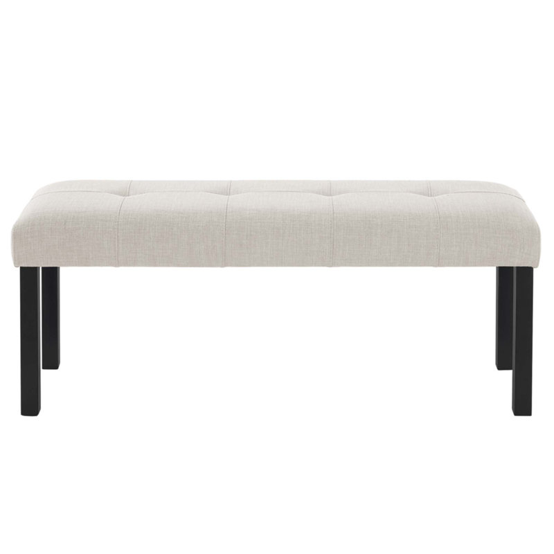 Modern Tufted Linen Dining Bench, Beige